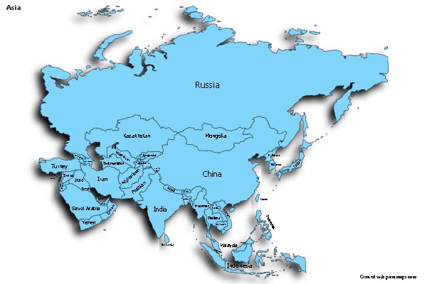 Sample Maps for Asia (blue,shadowy)