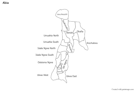 Abia için Örnek Haritalar (siyah-beyaz)