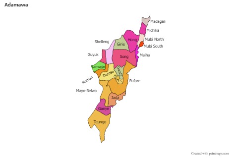 Contoh Peta untuk Adamawa (berwarna)