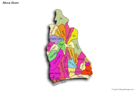 Sample Maps for Akwa Ibom (colored,shadowy)