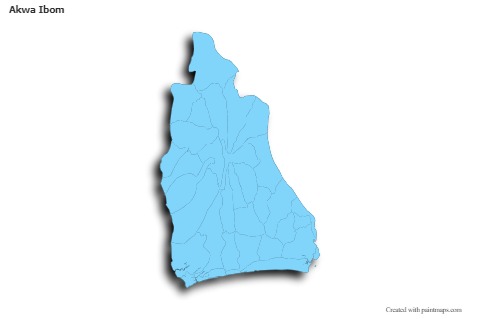 Sample Maps for Akwa Ibom (blue,outline,shadowy)