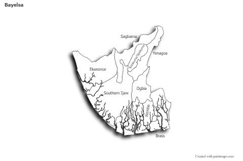 Sample Maps for Bayelsa (black-white,shadowy)