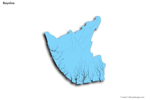 Sample Maps for Bayelsa (blue,outline,shadowy)