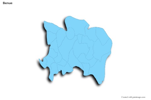 Sample Maps for Benue (blue,outline,shadowy)
