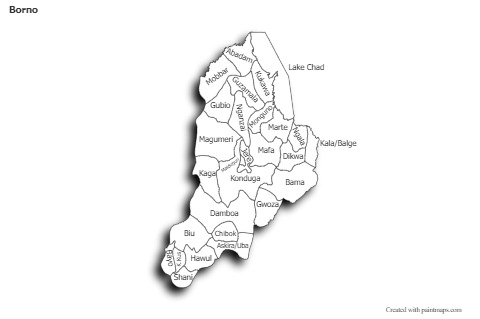 Sample Maps for Borno (black-white,shadowy)