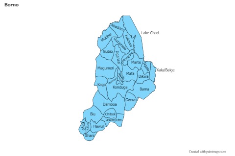 Sample Maps for Borno (blue,outline,shadowy)