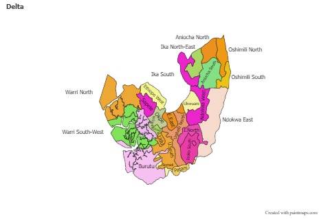 Mapas de muestra para Delta (coloreado)