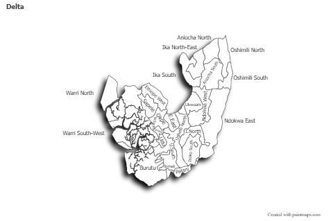 Mapas de muestra para Delta (blanco-negro,sombrío)