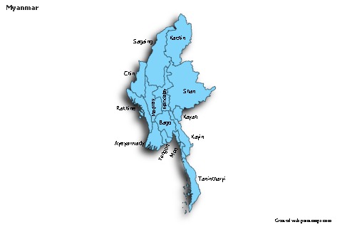 Sample Maps for Myanmar (blue,shadowy)