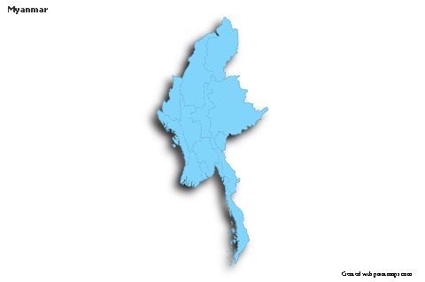 Sample Maps for Myanmar (blue,outline,shadowy)