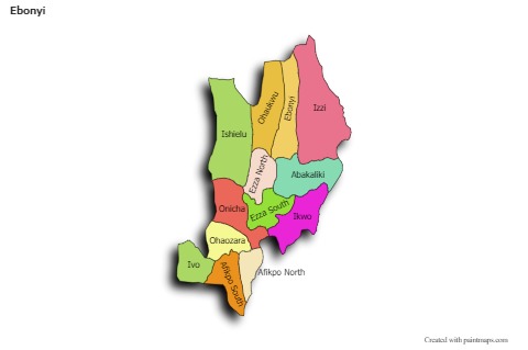Contoh Peta untuk Ebonyi (berwarna,bayangan)