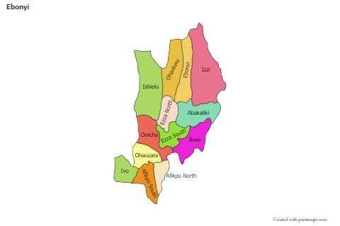 Contoh Peta untuk Ebonyi (berwarna)