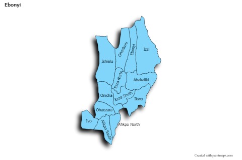Contoh Peta untuk Ebonyi (biru,bayangan)