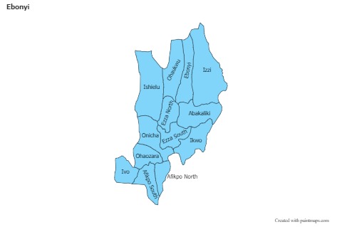 Contoh Peta untuk Ebonyi (biru)