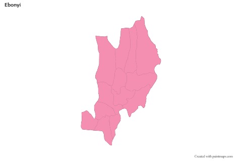Contoh Peta untuk Ebonyi (merah jambu,garis besar)