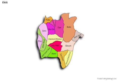 Sample Maps for Ekiti (colored,shadowy)