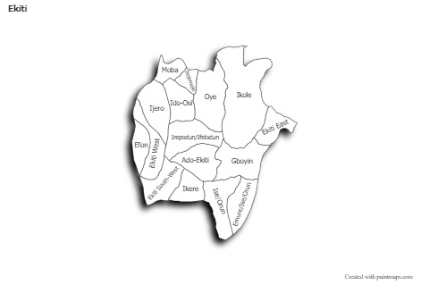 Sample Maps for Ekiti (black-white,shadowy)