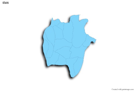 Sample Maps for Ekiti (blue,outline,shadowy)