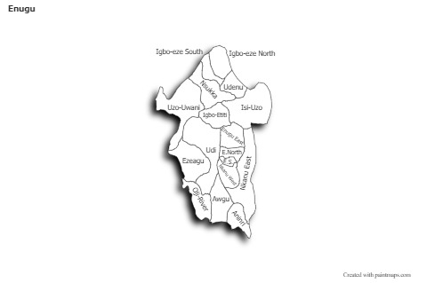 Sample Maps for Enugu (black-white,shadowy)