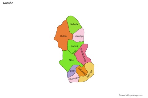 Contoh Peta untuk Gombe (berwarna)