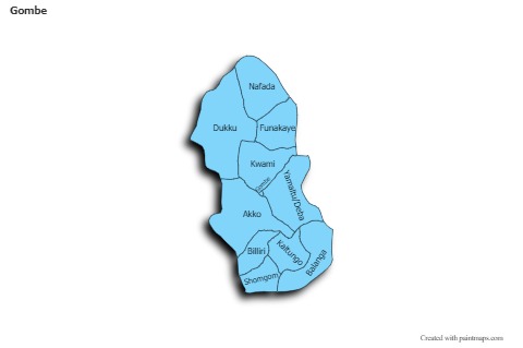 Contoh Peta untuk Gombe (biru,bayangan)
