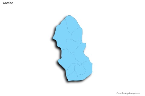 Contoh Peta untuk Gombe (biru,garis luar,bayangan)