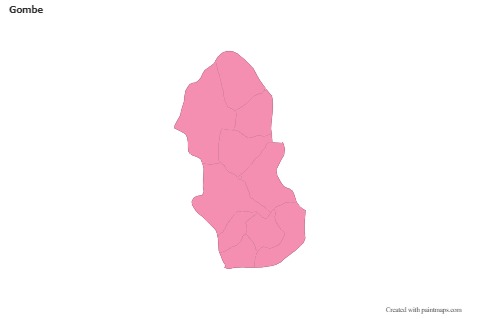 Contoh Peta untuk Gombe (merah jambu,garis besar)