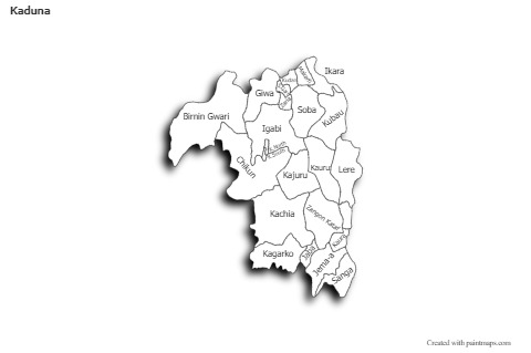 Sample Maps for Kaduna (black-white,shadowy)