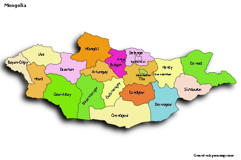 Sample Maps for Mongolia (colored,shadowy)