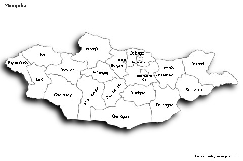 Sample Maps for Mongolia (black-white,shadowy)
