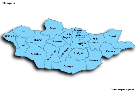 Sample Maps for Mongolia (blue,shadowy)