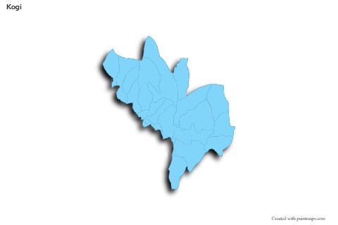 Sample Maps for Kogi (blue,outline,shadowy)