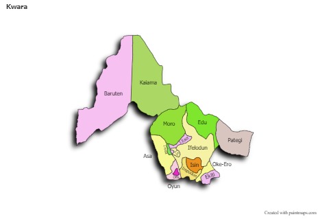 Sample Maps for Kwara (colored,shadowy)