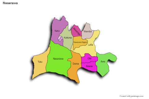 Sample Maps for Nasarawa (colored,shadowy)
