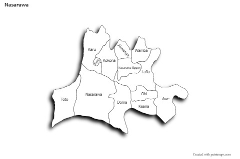 Sample Maps for Nasarawa (black-white,shadowy)