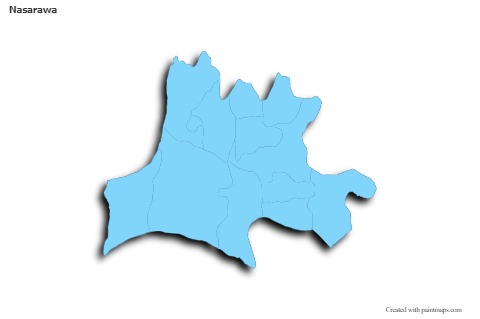 Sample Maps for Nasarawa (blue,outline,shadowy)
