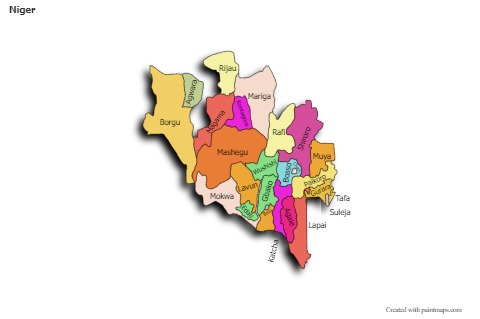Sample Maps for Niger (colored,shadowy)