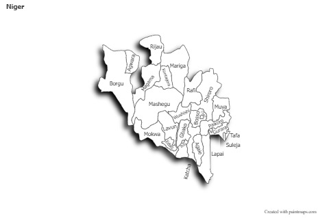 Sample Maps for Niger (black-white,shadowy)