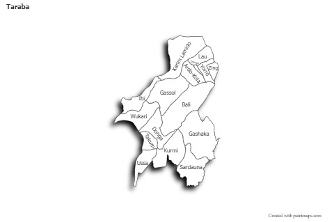 Sample Maps for Taraba (black-white,shadowy)