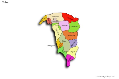 Contoh Peta untuk Yobe (berwarna,bayangan)