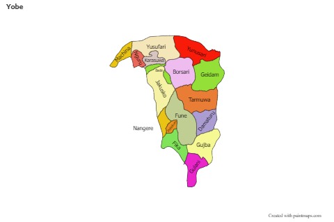 Contoh Peta untuk Yobe (berwarna)