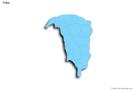 Contoh Peta untuk Yobe (biru,garis luar,bayangan)