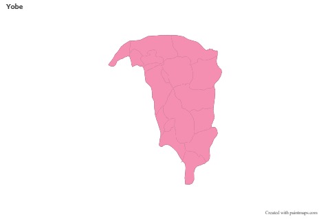 Contoh Peta untuk Yobe (merah jambu,garis besar)