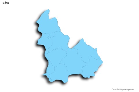 Sample Maps for Béja (blue,outline,shadowy)