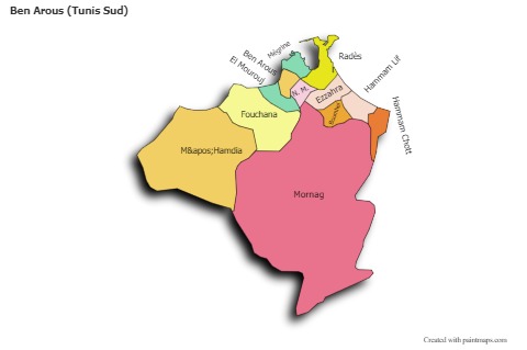 Sample Maps for Ben Arous (Tunis Sud) (colored,shadowy)
