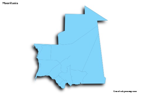 Sample Maps for Mauritania (blue,outline,shadowy)