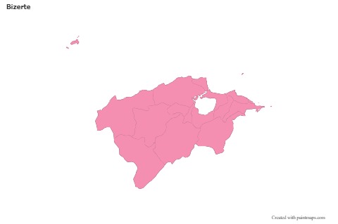 Contoh Peta untuk Bizerte (merah jambu,garis besar)