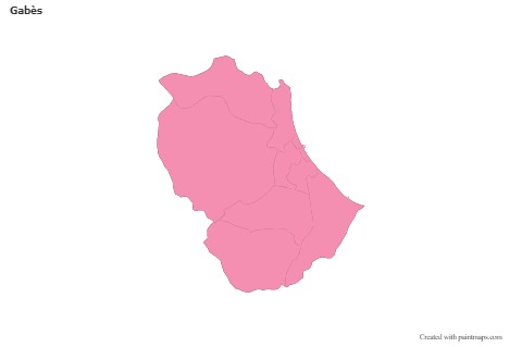 Contoh Peta untuk Gabès (merah jambu,garis besar)
