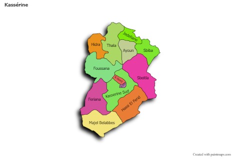 Mapas de muestra para Kassérine (coloreado,sombrío)