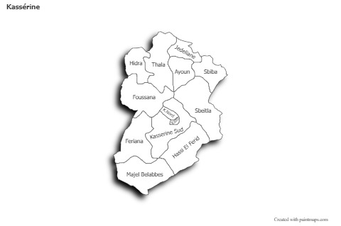 Mapas de muestra para Kassérine (blanco-negro,sombrío)